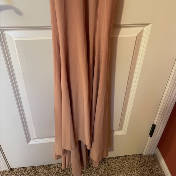 $350 REVOLVE Norma Kamali Low Back Slip Mermaid Fishtail Gown Nude Beige Dress - Picture 6 of 12
